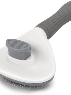 Self Cleaning Slicker Brush, Dog Cat Bunny Pet Grooming Shedding Brush - Easy to Remove Loose Undercoat, Pet Massaging Tool Suitable for Pets with Long or Short Hair Gray