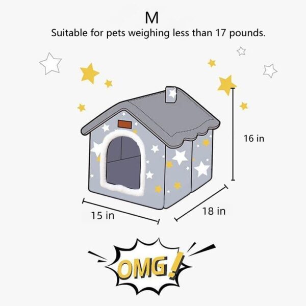 Dog House Indoor Memory Sponge, Foldable Dog House Kennel Bed Mat with Cushion for Small Medium Large Dogs Cats, Winter Warm Cat Nest Puppy Cave Sofa (Medium)