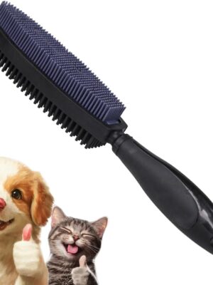 Rubber Pet Hair Removal Brush, Dogs Cats Hair Lint Remover Tool Massage Bath Comb Brush for Cleaning and Grooming (Black)