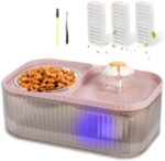 Cat Water Fountain and Stainless Steel Food Bowl, 100oz/3L Super Quiet Automatic Pet Water Dispenser with Smart Pump and 3 Replacement Filters for Cats and Small Dogs, Pink