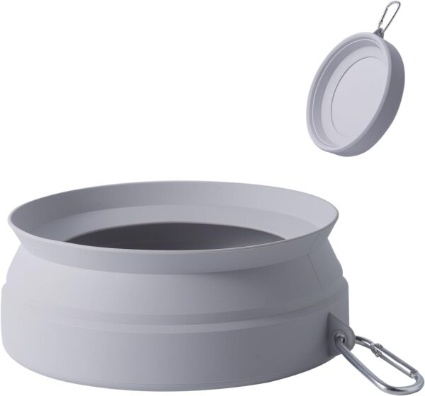 Spill Proof Dog Water Bowl for Cars,Collapsible No Splash Dog Travel Bowls Integrated Molding Portable Pet Bowl for Vehicle Road Trip Truck,RV,SUV,Boat Accessories (Cold Grey)