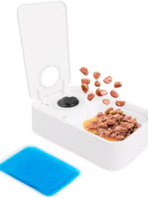 Timed Dog Feeder with Ice Pack – 1 Meal | Automatic Pet Food Dispenser | Portion Control | Keep Fresh | Ideal for All Dog Breeds (1 Meal)