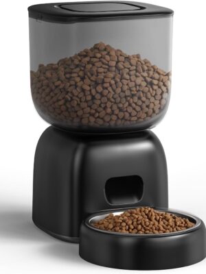 Automatic Cat Feeder, Cat Food Dispenser Battery-Operated with 180-Day Battery Life, Timed Pet Feeder for Cats and Dogs, Desiccant Bag, Programmable Portion Control, 4 Daily Meals, 10s Voice Recorder