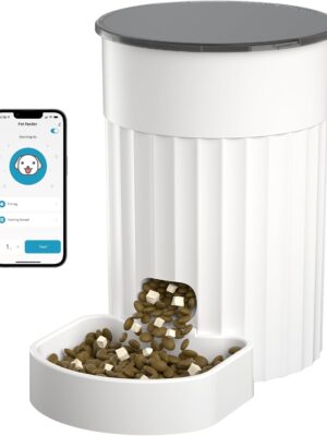 Automatic Cat Feeder 3L, 2.4G WiFi Auto Pet Food Dispenser for Cats and Small Dogs, Timed Cat Feeder Programmable Portion Size with APP Control & Alexa 1-10 Meals Per Day (White)