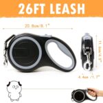 26Ft Retractable Dog Leash, Heavy Duty Great Leash for Dog up to 110 lbs, Anti-Slip Rubberized Handle, One-Handed Brake, Strong Nylon Tape, Tangle Free——