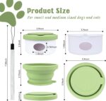 Collapsible Travel Dog Bowl with Lid, 3 in 1 Portable Silicone Dog Food and Water Bowl with 3 Poop Bags, Folding Pet Food Container for Puppy Cat Beach Camping Hiking Walks Essentials (Green)