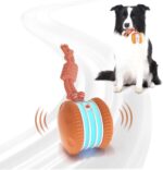 Interactive Dog Ball, Random Path Electric Automatic Moving and Rolling Dogs Toy with Rope for Small Medium Large Dogs, Motion-Activated Dog Stimulation Toy for Boredom Relief (Orange)