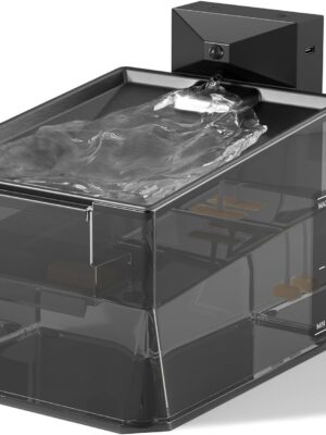 Cat Stainless Steel Water Fountain for Cats Inside,Wireless Pet Water Fountain,2.2L/74oz Automatic Cat Fountains for Drinking with Wireless,Easy Cleaning Black