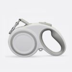 360° Tangle-Free Retractable Dog Leash, Heavy Duty Reflective Nylon Tape Lead 10 ft Long, up to 44lbs, One Touch Quick-Lock Braking System & Anti-Slip Handle, White-Gray (Small)