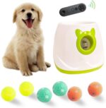 Automatic Dog Ball Launcher Interactive Tennis Ball Thrower Machine for Small Medium Dogs Fetching Distance 10-30ft (White2, Remote Included)