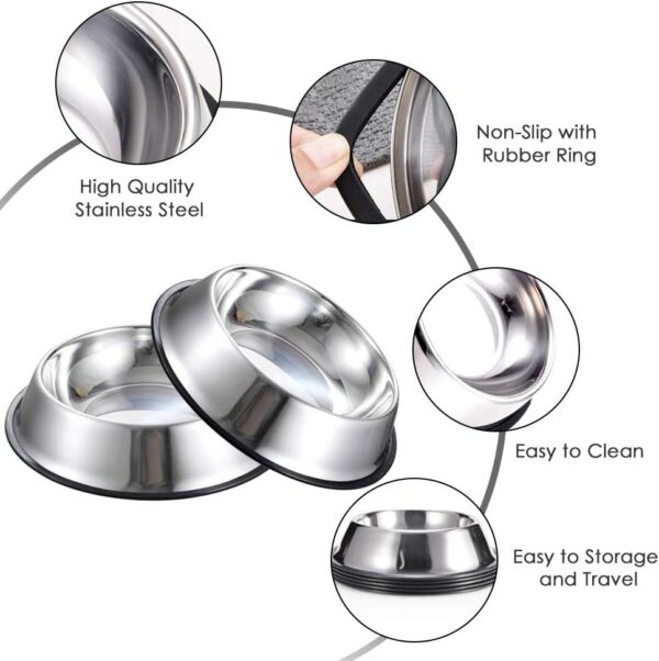Stainless Steel Dog Bowls, 6 Cup/48oz Cat Bowl Water and Food with Rubber Base, Pet Bowls for Large Dogs and Pets, 3Pack