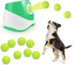 i Automatic Ball Launcher for Small Dogs, Dog Ball Thrower Distance 10-30ft for Dogs Like to Chase The Ball, Keep Dogs Happy, Includes 9 Tennis Ball (2inch),Green