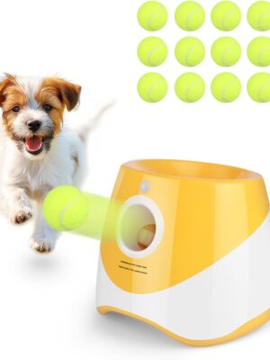 Interactive Automatic Ball Launcher for Dogs - 12 Tennis Balls,BallLauncher for Medium & Small Dogs, Self-Throwing Machine,Dog Ball Thrower Launcher