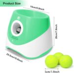 i Automatic Ball Launcher for Small Dogs, Dog Ball Thrower Distance 10-30ft for Dogs Like to Chase The Ball, Keep Dogs Happy, Includes 9 Tennis Ball (2inch),Green