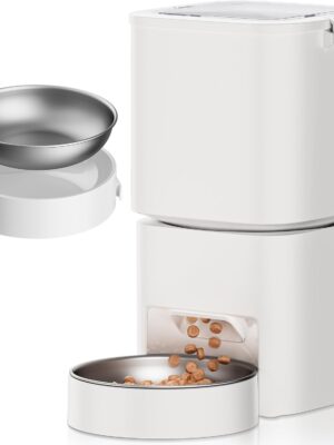 Automatic Cat Feeder, 5L App Control Auto Dog Feeder, Timed Cat Dry Food Dispenser, Automatic Pet Feeders Dual Power Supply, Timed Pet Food Dispenser for Cats and Small Dogs(Not for Remote Control)