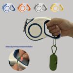 Retractable Dog Leash for Dogs and Cats, 16 ft Dog Leash with Quick Brake and Ergonomic Handle, Supports Pets up to 44 lbs, Includes 4 Rolls of Poop Bags and Bag Holder, Orange