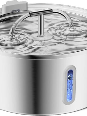 Cat Water Fountain Stainless Steel, 3.2L/108Oz Pet Water Fountain for Drinking, Automatic Metal Dog Water Dispenser Bowl with Quiet Pump, Dual-Stream, Filtration for Cats, Dogs, Multiple Pets Indoor