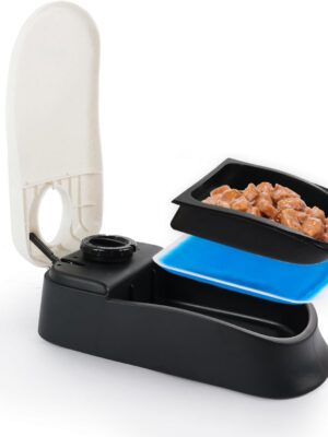 Automatic Pet Feeder, Timed Dog Feeder,Self-Feeding Cat Food Dispenser, Auto Feeder for Wet & Dry Food with Ice Pack, 1.5 Cup,Treat Dispenser (1 Meal)