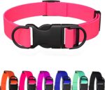 Waterproof Dog Collar, Odor-Proof and Easy to Clean Rubber Dog Collars No Pull Fits Small Medium Large Dogs Training Choker (Pink, Large (15.35”-24.8”))
