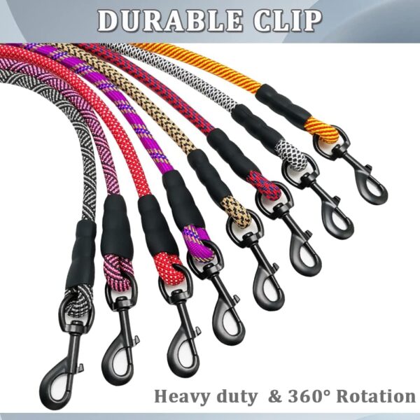 Heavy Duty Rope Dog Leash, 3/4/5/6/7/8/10/12/15 FT Nylon Pet Leash, Soft Padded Handle Thick Lead for Large Medium Dogs Small Puppy (1/2" * 6', Black)