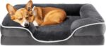 Orthopedic Dog Bed for Medium Size Dogs, Supportive Memory Foam Dog Sofa with Washable Removable Cover Non-Slip Base Waterproof Pet Couch Bed, Grey, 28" L x 23" W x 6.5" Th
