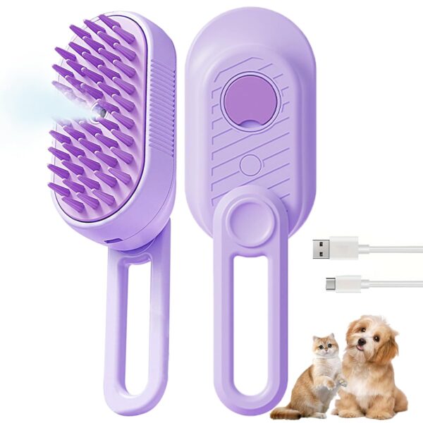 3 in 1 Cat Steam Brush for Shedding & Grooming with Foldable Handle Pet Spray Hair Removal Comb  Defur Comb for Cats Water Brush for Long & Short Haired Pets