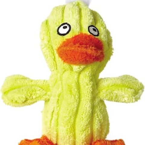 Quackling Plush Dog Toy with Soundchip, Yellow, 7" Large