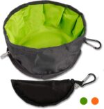 2 Pcs Collapsible Dog Bowls for Travel, Foldable, Portable and Light for Food and Water - (Green+Orange)