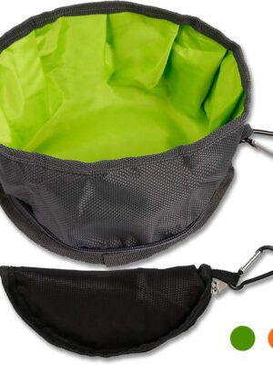 2 Pcs Collapsible Dog Bowls for Travel, Foldable, Portable and Light for Food and Water - (Green+Orange)