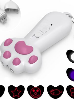 Interactive Cat Toys for Indoor Cats and Dogs,7 in 1 USB Rechargeable Cat Teaser Toy for Chasing and Exercise