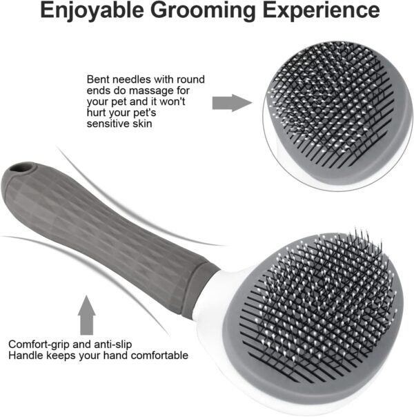 Self Cleaning Slicker Brush, Dog Cat Bunny Pet Grooming Shedding Brush - Easy to Remove Loose Undercoat, Pet Massaging Tool Suitable for Pets with Long or Short Hair Gray