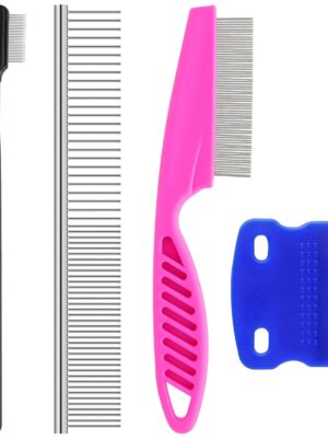 Pets Grooming Comb Kit for Small Dogs Puppies For Tear Stain Remover, 2-in-1 with Round Teeth to Remove Knots Crust Mucus