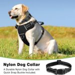 Dog/Pet Harnesses No Pull with Dog Collar, Adjustable Reflective Oxford Outdoor Vest, Front/Back Leash Clips for Small, Medium, Large, Extra Large Dogs, Easy Control Handle for Walking