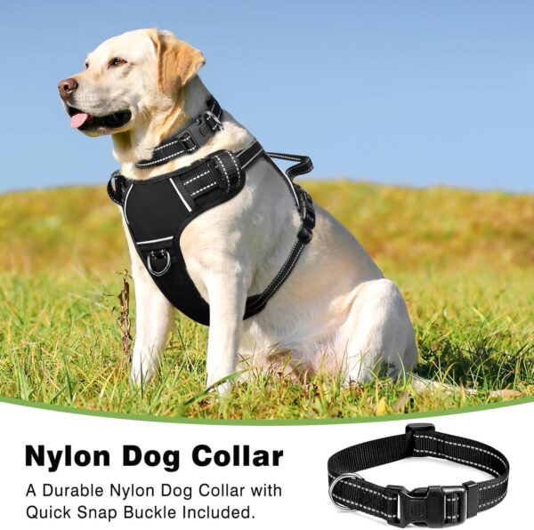 Dog/Pet Harnesses No Pull with Dog Collar, Adjustable Reflective Oxford Outdoor Vest, Front/Back Leash Clips for Small, Medium, Large, Extra Large Dogs, Easy Control Handle for Walking