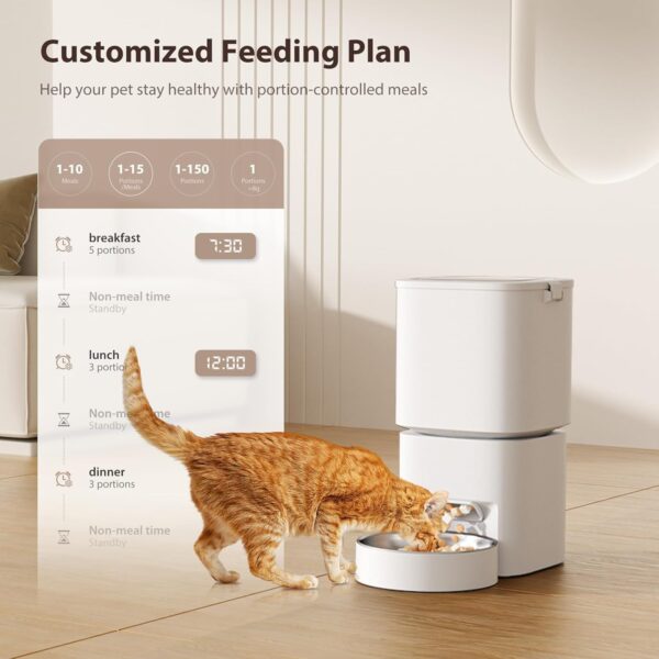 Automatic Cat Feeder, 5L App Control Auto Dog Feeder, Timed Cat Dry Food Dispenser, Automatic Pet Feeders Dual Power Supply, Timed Pet Food Dispenser for Cats and Small Dogs(Not for Remote Control)