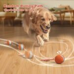 Interactive Dog Ball, Random Path Electric Automatic Moving and Rolling Dogs Toy with Rope for Small Medium Large Dogs, Motion-Activated Dog Stimulation Toy for Boredom Relief (Orange)