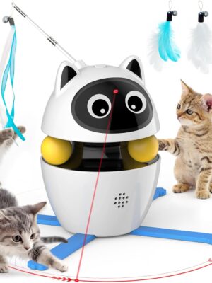 3-in-1 Cat Laser Toys, Interactive Cat Toys for Indoor Cats, Rechargeable Electronic Automatic Kitten Toys, 3 Modes Random Trajectory Motion Activated for All Breeds