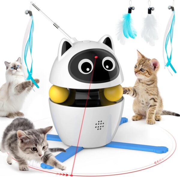 3-in-1 Cat Laser Toys, Interactive Cat Toys for Indoor Cats, Rechargeable Electronic Automatic Kitten Toys, 3 Modes Random Trajectory Motion Activated for All Breeds