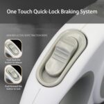 360° Tangle-Free Retractable Dog Leash, Heavy Duty Reflective Nylon Tape Lead 10 ft Long, up to 44lbs, One Touch Quick-Lock Braking System & Anti-Slip Handle, White-Gray (Small)