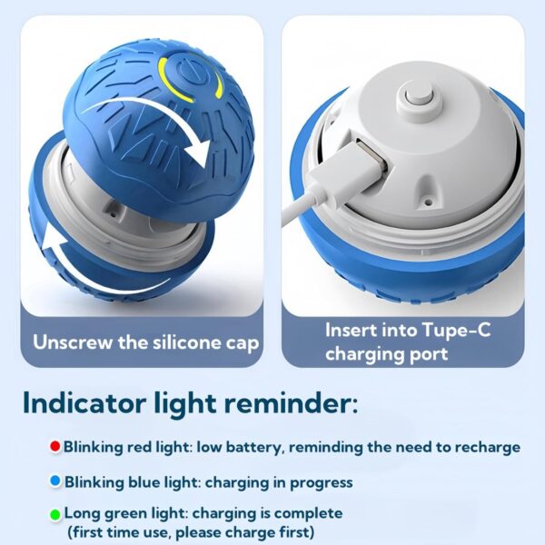 2025 New Interactive Dog Toys Dog Balls,Durable Motion Activated Automatic Rolling Ball Toys for/Small/Medium Dogs（Blue