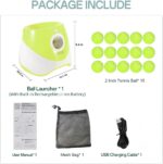 Automatic Dog Ball Launcher, Dog Ball Thrower Machine with 10-30Ft 3 Launching Distance, Interactive Toys for Small Dogs Indoor & Outdoor with 15 Mini Tennis Balls-2 Inch Light Green
