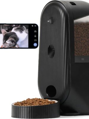 Automatic Cat Feeder, 2 in 1 Automatic Pet Feeders with Camera and Audio, Support DIY Meals and Timed Control WiFi Cat Food Dispenser, Suit for Cat and Dog