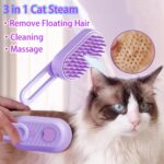 3 in 1 Cat Steam Brush for Shedding & Grooming with Foldable Handle Pet Spray Hair Removal Comb  Defur Comb for Cats Water Brush for Long & Short Haired Pets