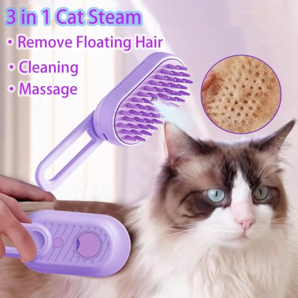 3 in 1 Cat Steam Brush for Shedding & Grooming with Foldable Handle Pet Spray Hair Removal Comb  Defur Comb for Cats Water Brush for Long & Short Haired Pets