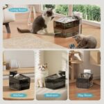 Cat Stainless Steel Water Fountain for Cats Inside,Wireless Pet Water Fountain,2.2L/74oz Automatic Cat Fountains for Drinking with Wireless,Easy Cleaning Black